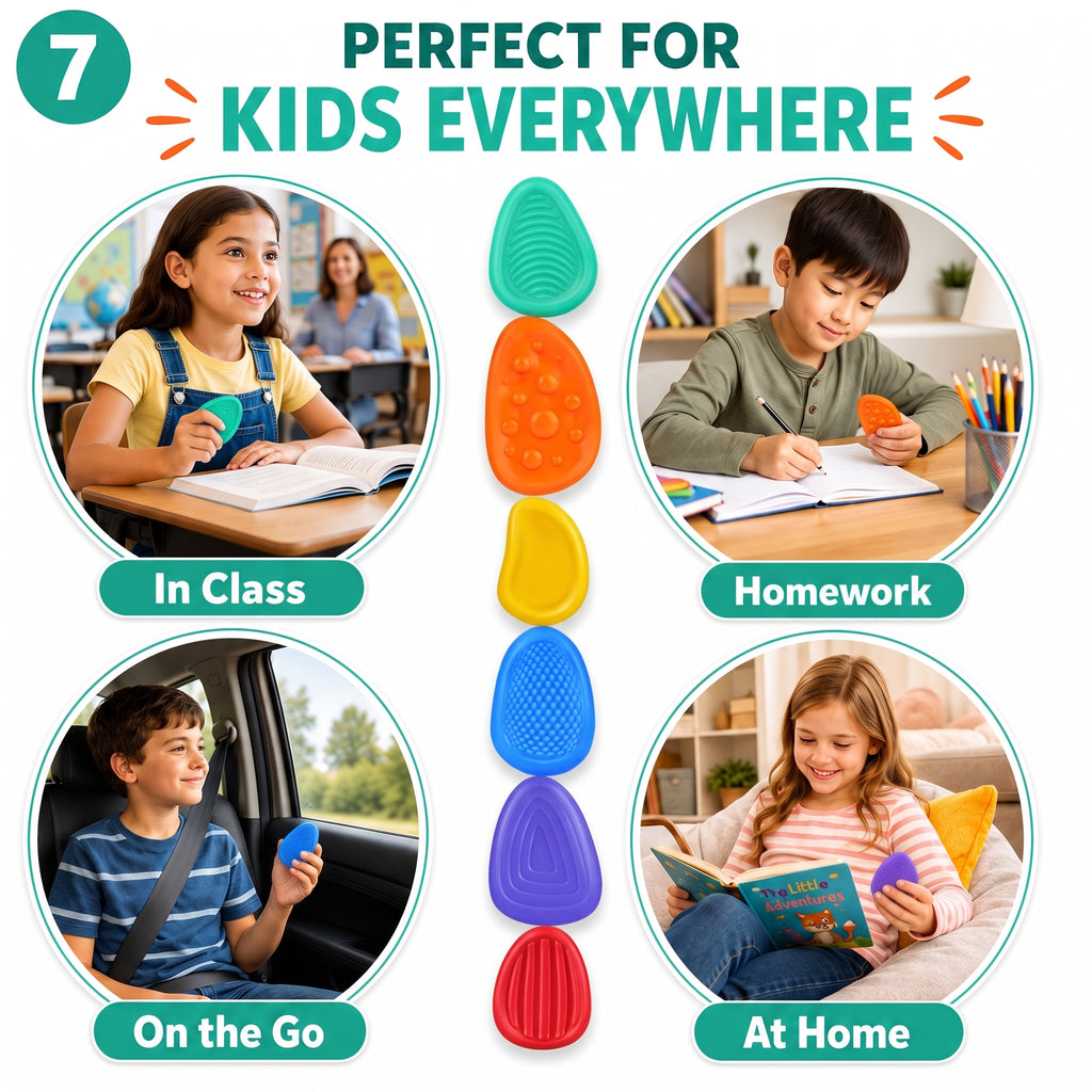 Kalmzo Sensory Worry Stones – Textured Fidget Stones for Kids with Autism, ADHD & Sensory Needs
