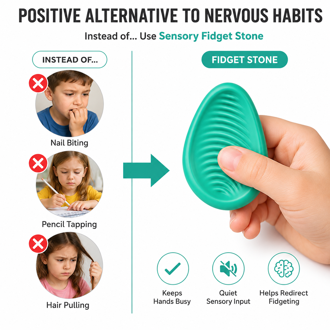 Kalmzo Sensory Worry Stones – Textured Fidget Stones for Kids with Autism, ADHD & Sensory Needs