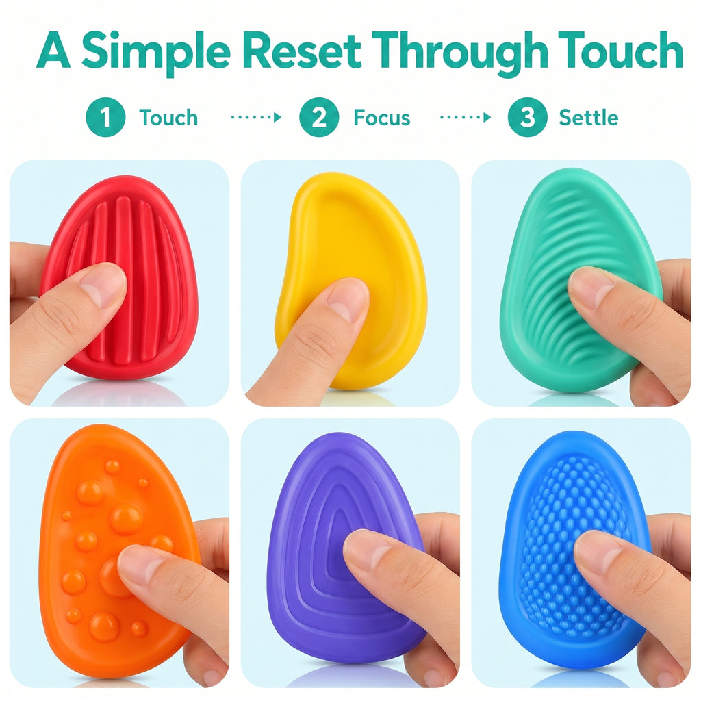 Kalmzo Sensory Worry Stones – Textured Fidget Stones for Kids with Autism, ADHD & Sensory Needs