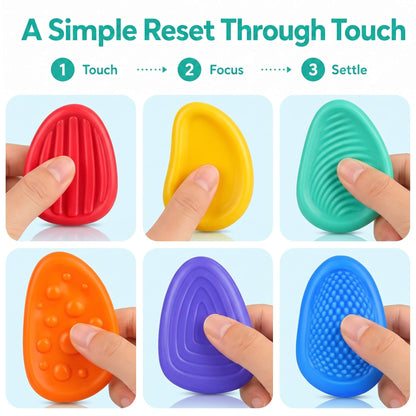 Kalmzo sensory fidget stones demonstrating a simple tactile reset through touch, focus, and calming sensory input.