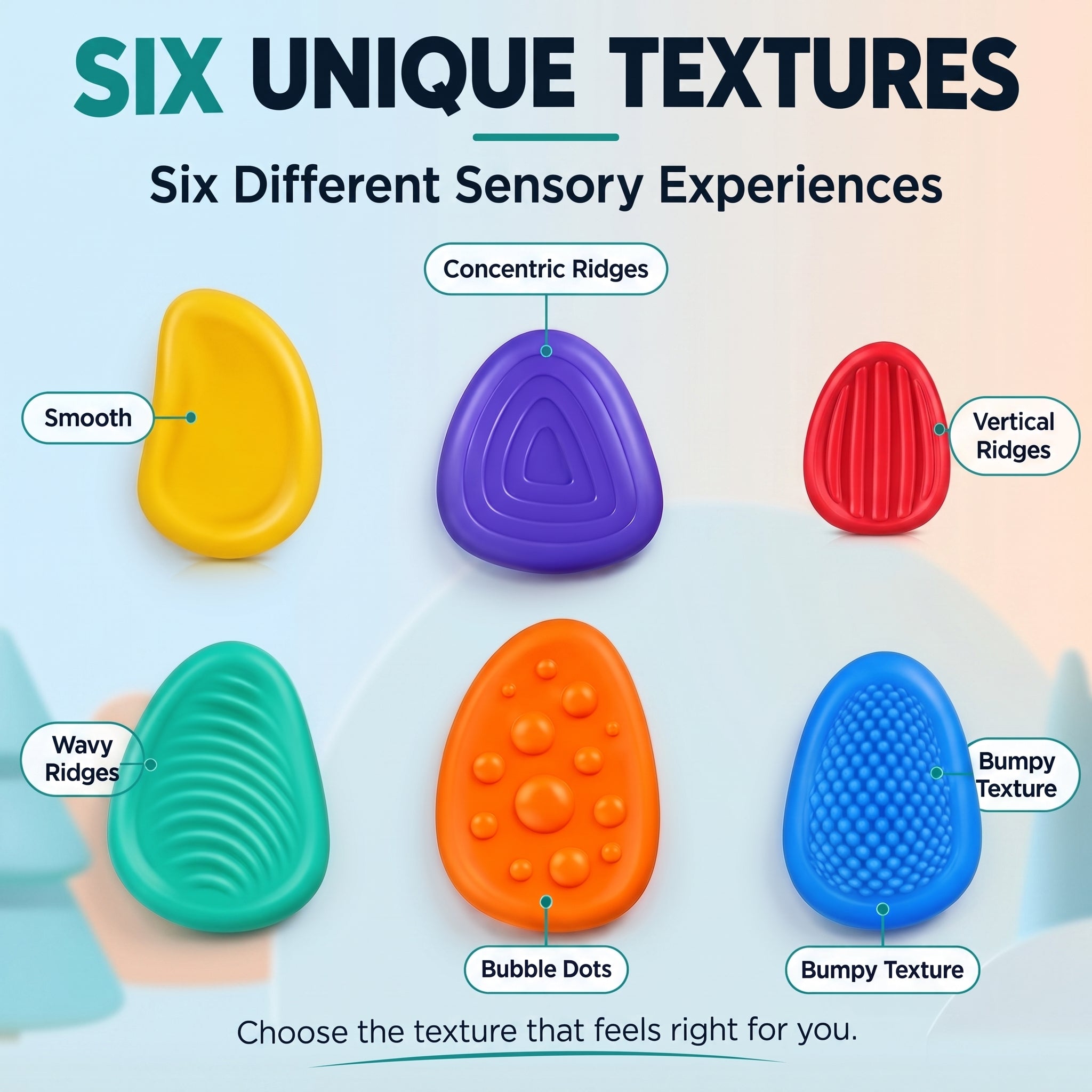 Kalmzo Sensory Worry Stones – Textured Fidget Stones for Kids with Autism, ADHD & Sensory Needs